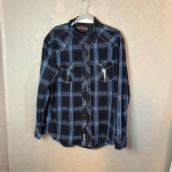 Rock & Roll Cowboy Plaid Western Shirt XL great condition - Picture 1 of 5